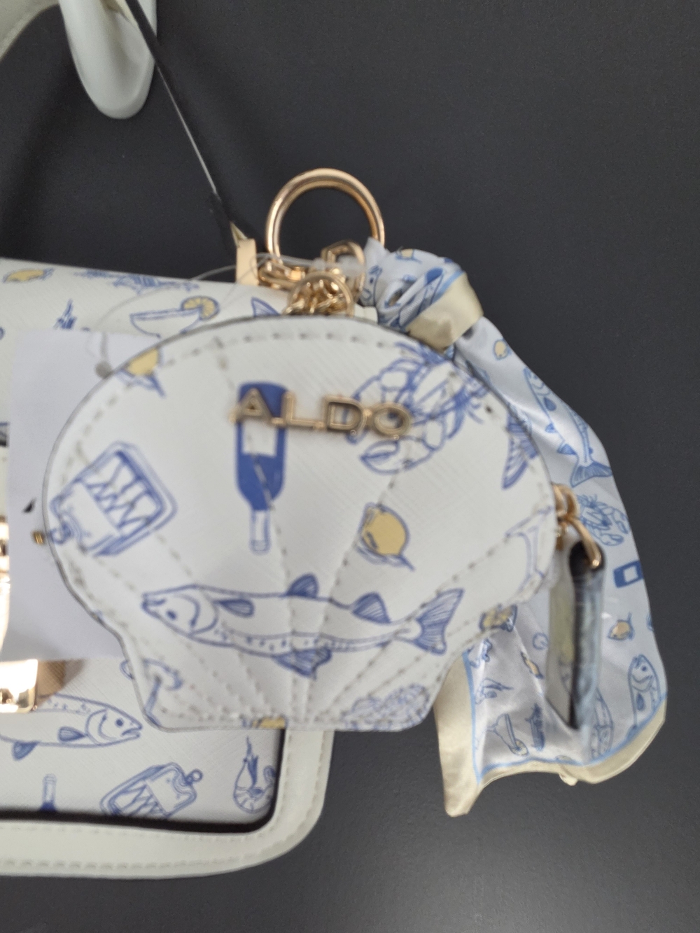 ALDO Beach Wine Lemons Printed Top-Handle Bag with Coin Pouch Charm NWT - Picture 2 of 6